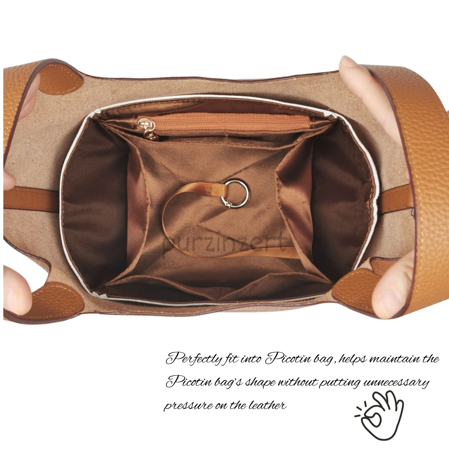 Bag Insert for (Hermes, Picotin 26 (GM)) Organizer of DupontPaper with Silk Interior
