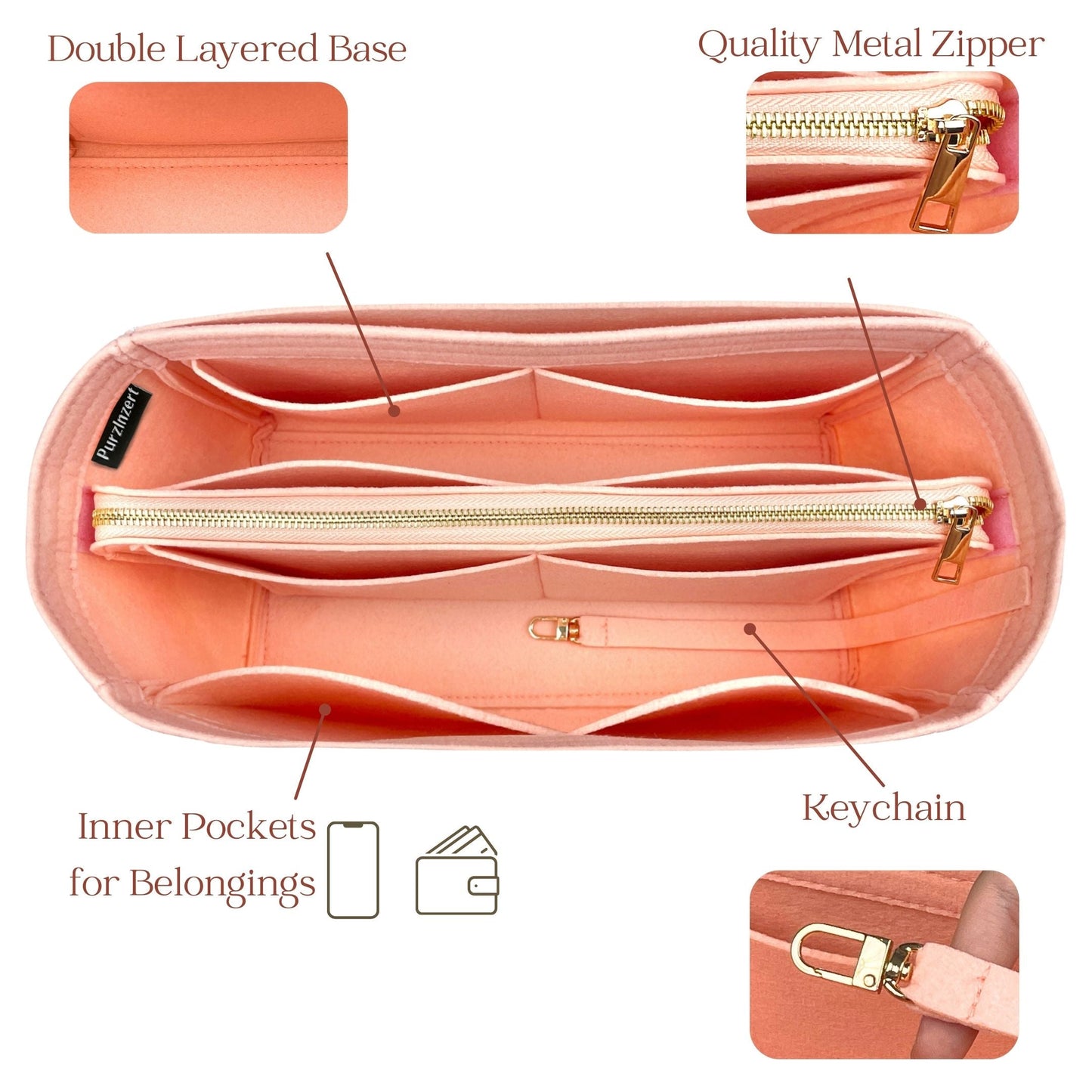 Bag Insert for (Chanel, Deauville Canvas Small) Organizer of Felt Fabric