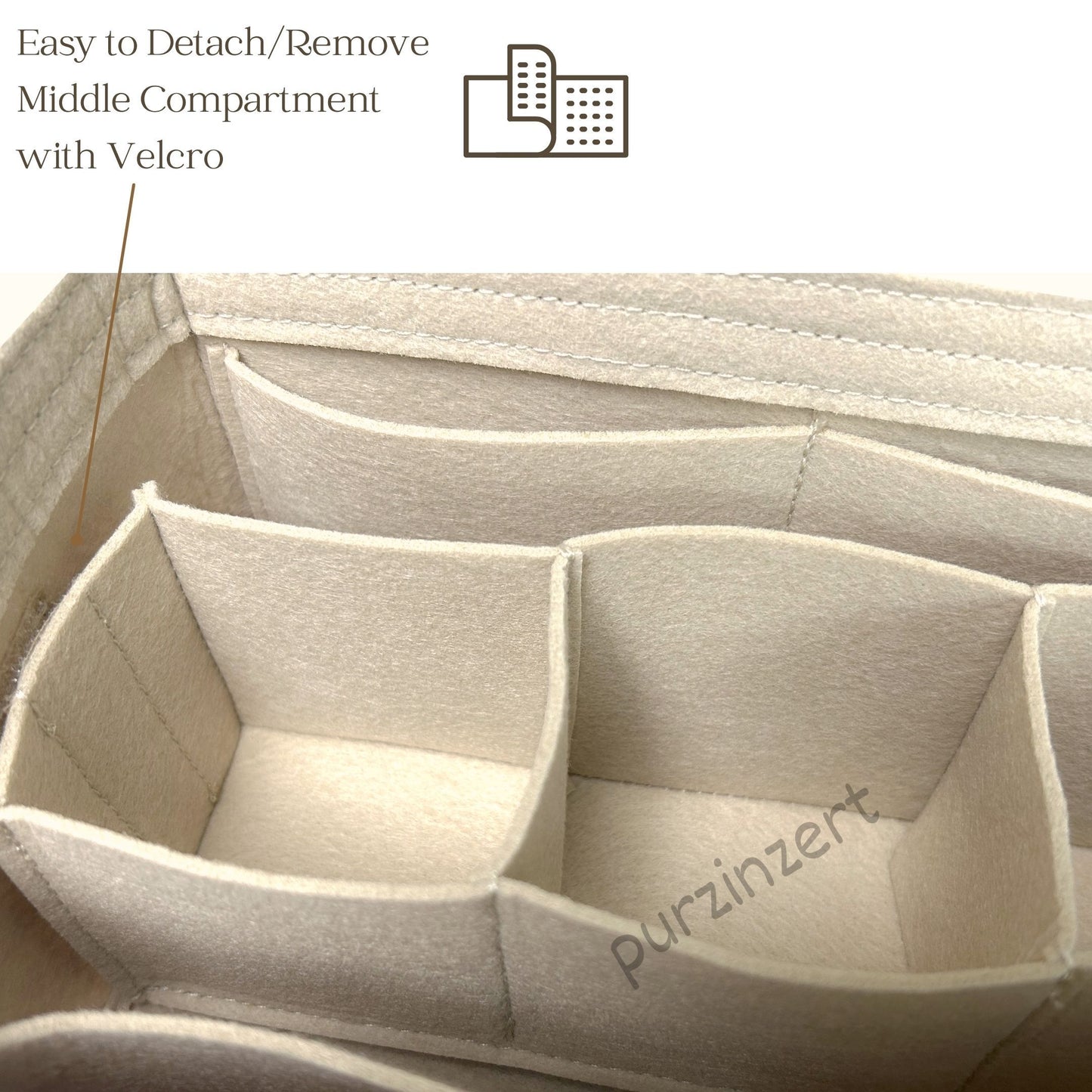 Bag Insert for (Celine, SQUARE VANITY CASE) Organizer of Felt Fabric