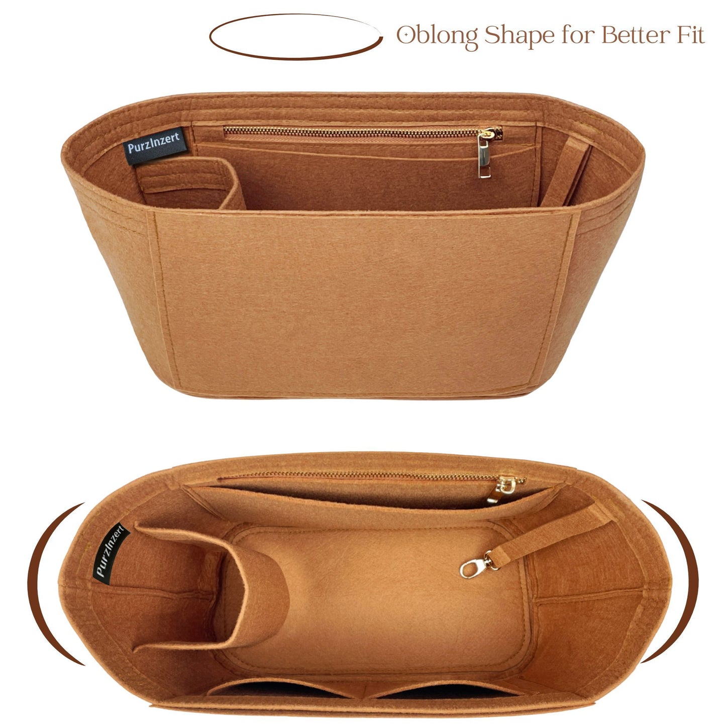 Bag Insert for (Portland Leather Goods, Zipper Tote Small) Organizer of Felt Fabric