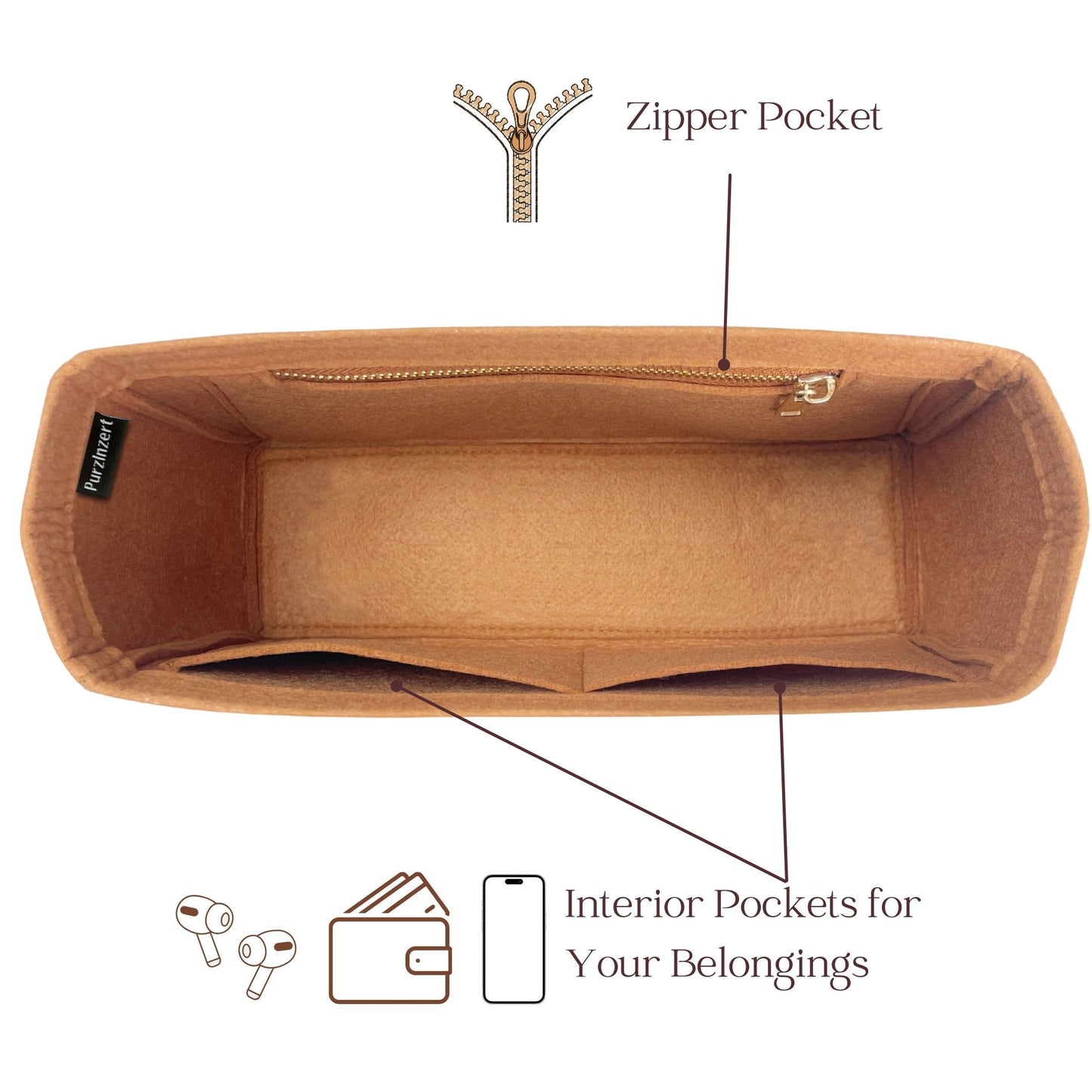 Bag Insert for (LV, Pochette Valley) Organizer of Felt Fabric