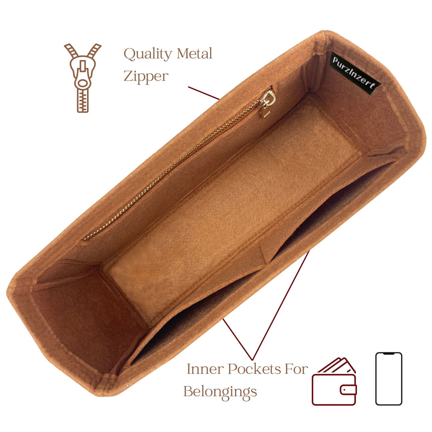 Bag Insert for (Hermes, Geta Bag) Organizer of Felt Fabric