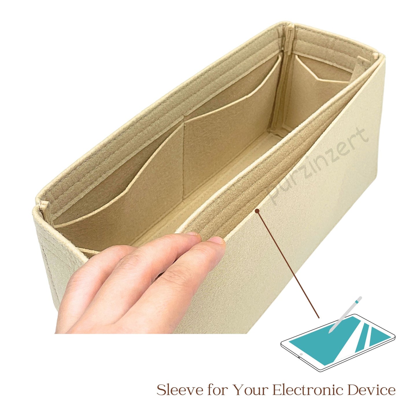 Bag Insert for (Balenciaga, Crush Hobo Bag Medium) Organizer of Felt Fabric