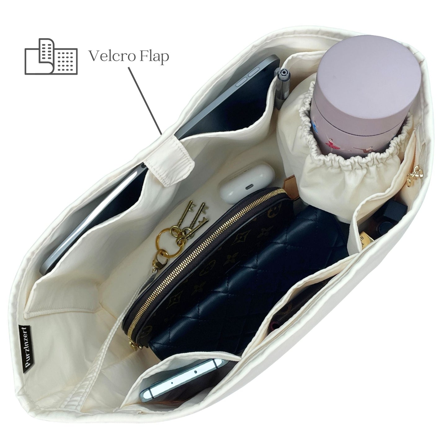 Bag Insert for (Celine, Medium Cabas Phantom) Organizer of Nylon Fabric