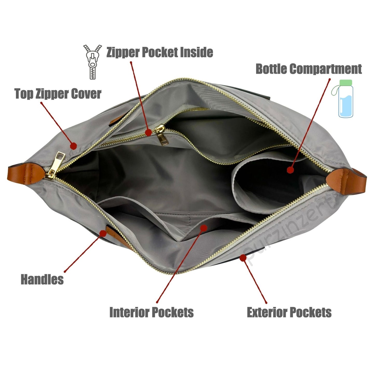 Bag Insert for (Balenciaga, Hourglass Soft Tote Large) Organizer of Nylon Fabric