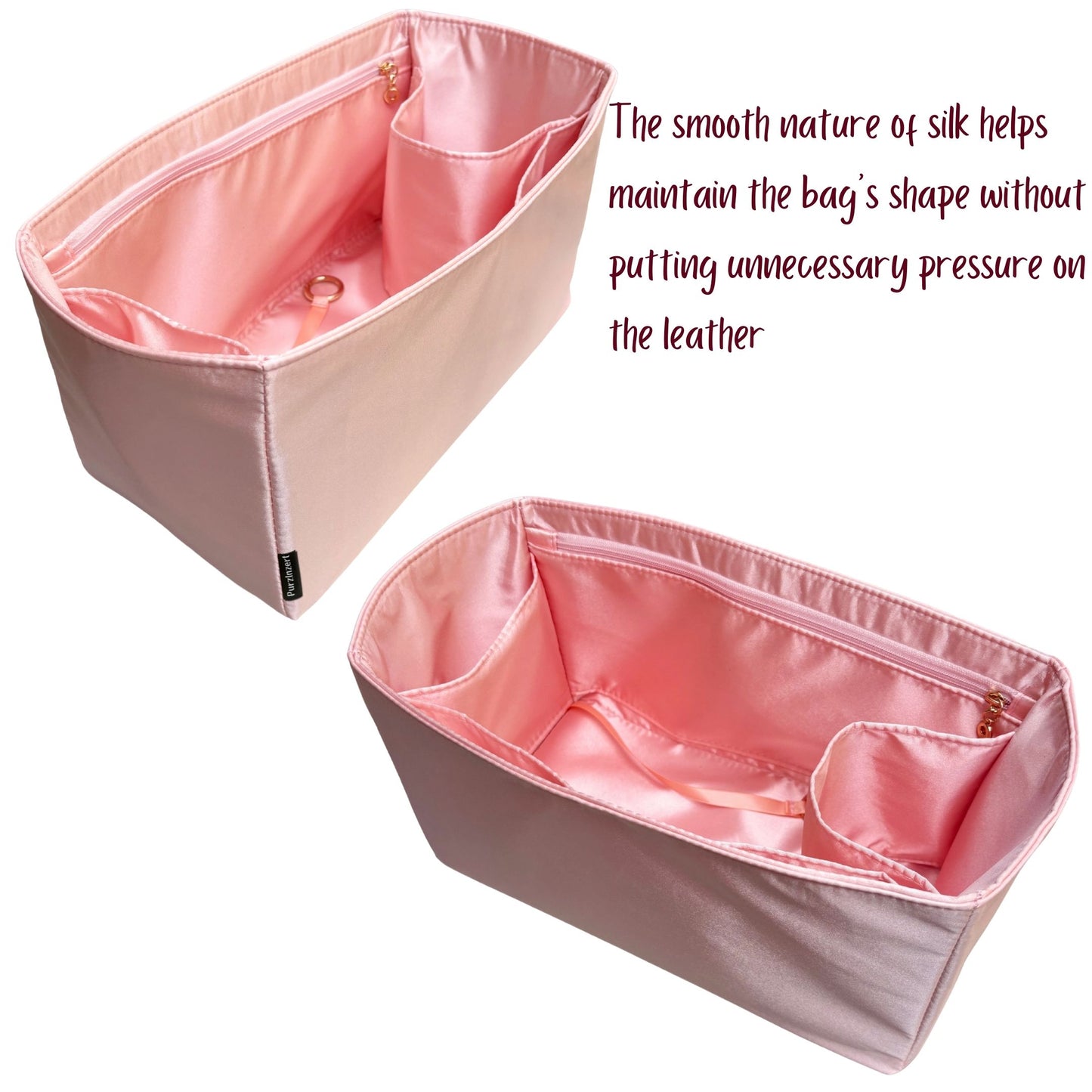 Bag Insert for (Bally, Easy Bally Tote) Organizer of Silk Fabric