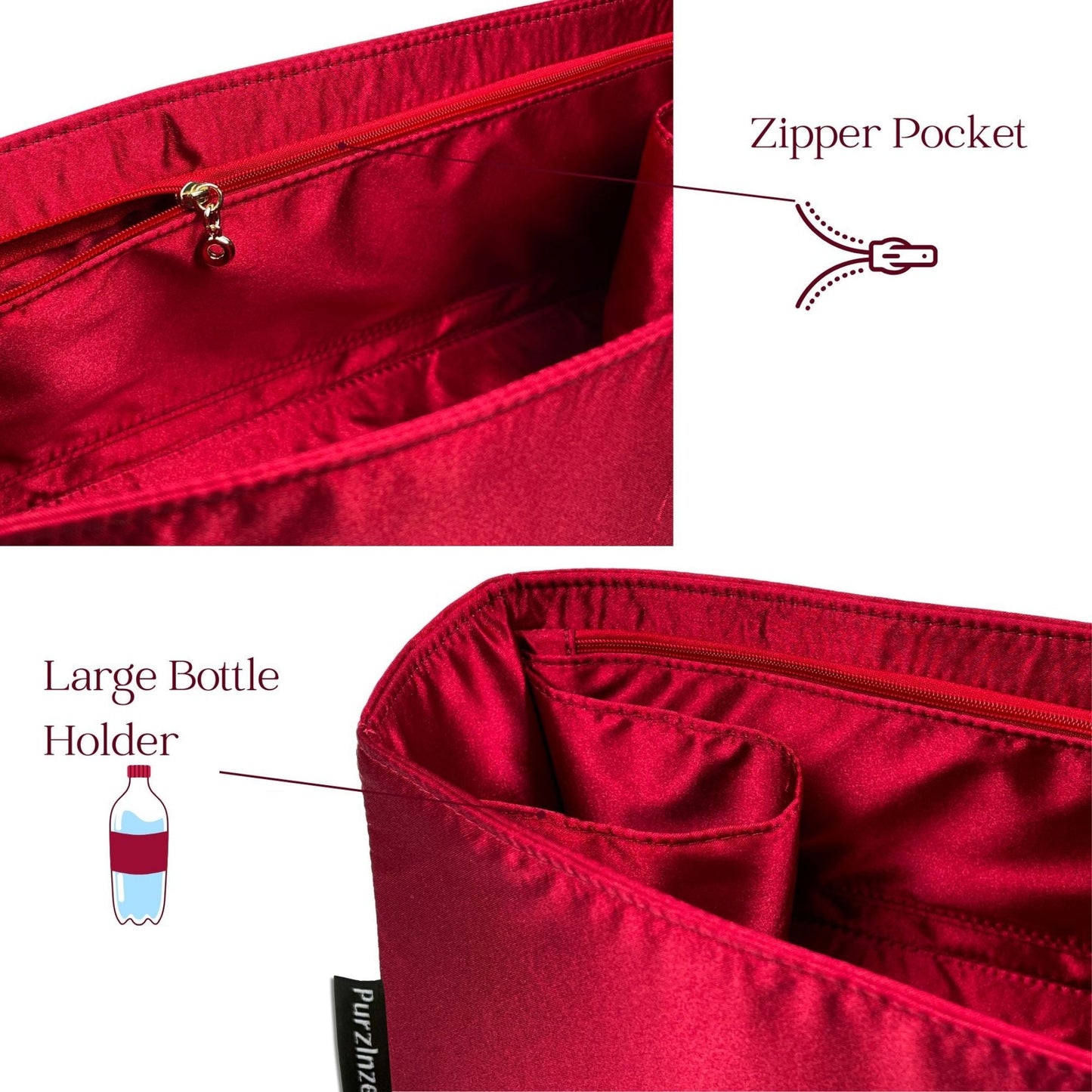 Bag Insert for (Chanel, Cerf Medium) Organizer of Silk Fabric