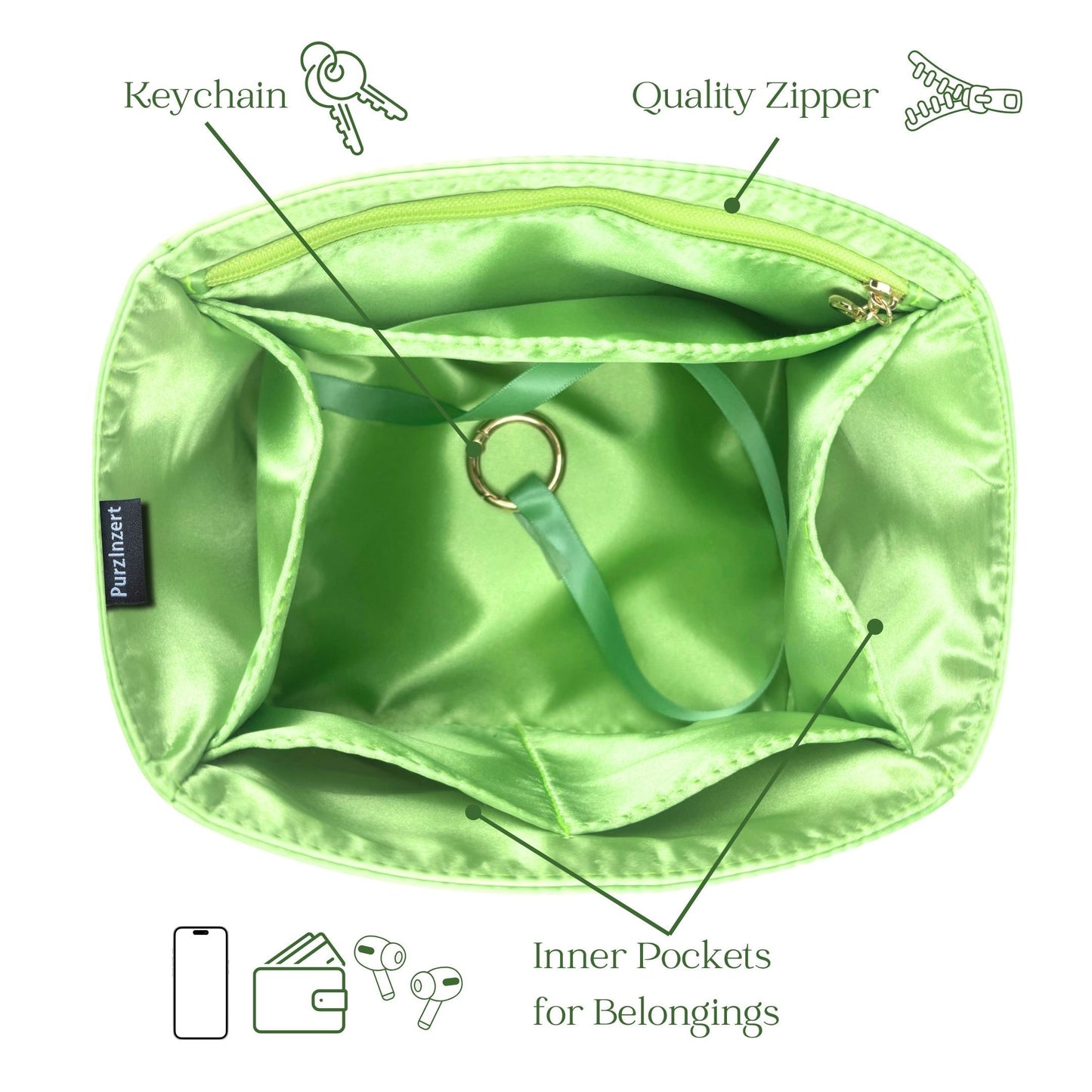 Bag Insert for (Hermes, In-the-Loop 18) Organizer of Silk Fabric