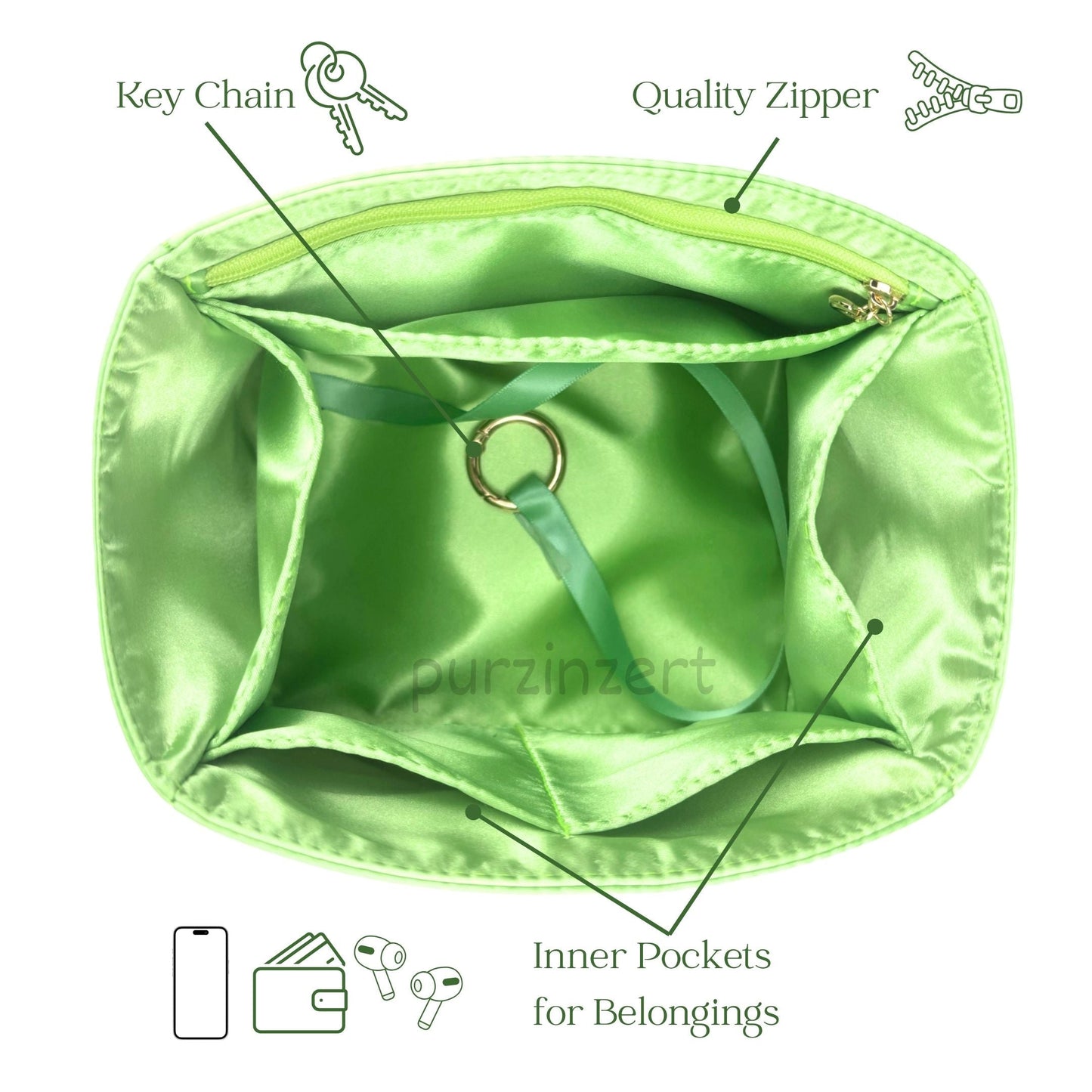 Bag Insert for (Hermes, Picotin 18 (PM)) Organizer of Silk Fabric
