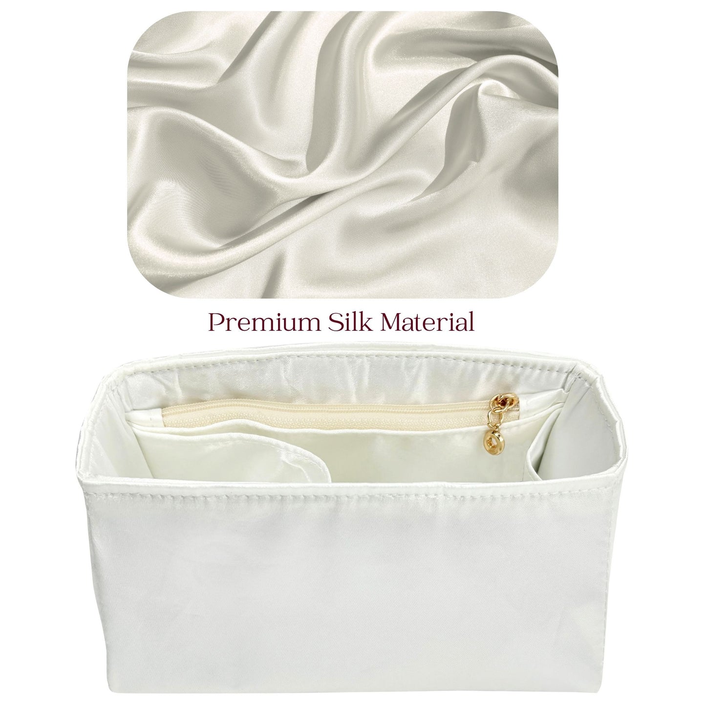 Bag Insert for (The Row, Soft Margaux 15 Bag in Leather) Organizer of Silk Fabric